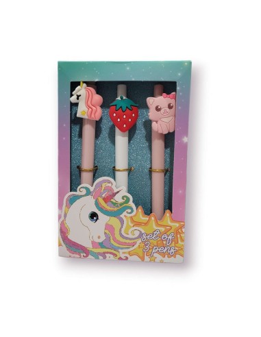SET 3 PENNE UNICORNO TRI-COASTAL