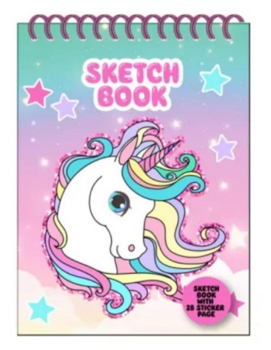 TOP SKETCHBOOK SPIRALATO CON STICKERS TRI-COASTAL - UNICORNO