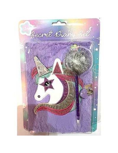 DIARIO SEGRETO CON LUCCHETTO PELOSO PELUCHE VIOLA TRI-COASTAL UNICORNO