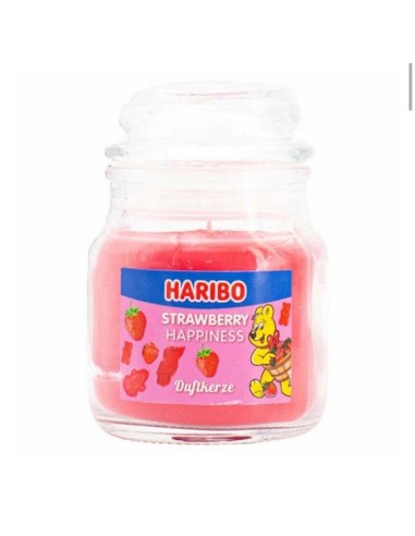 CANDELA HARIBO PICCOLA IN VETRO 85gr. - STRAWBERRY HAPPINESS