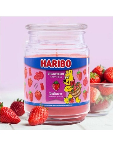 HARIBO CANDELA GRANDE PROFUMATA IN VETRO 510gr - STRAWBERRY HAPPINESS