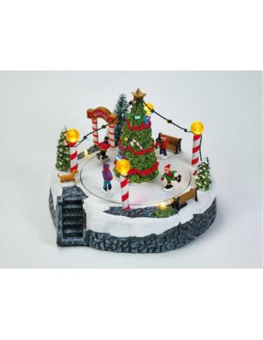 PAESAGGIO CON PATTINAGGIO E ALBERO DI NATALE ILLUMINATO