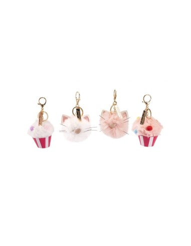 PORTACHIAVI POMPON FURRY CUPCAKE E GATTINO 3 VERSIONI