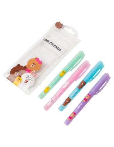 PENNE LINE FRIENDS SET DA 4 CON ASTUCCIO IN PLASTICA RISCHIUDIBILE 