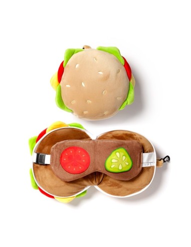 CUSCINO DA VIAGGIO CON MASCHERA RELAXEAZZZ - HAMBURGER