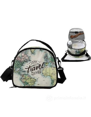 PORTA PRANZO LUNCH BAG CON TRACOLLA OLD MAP