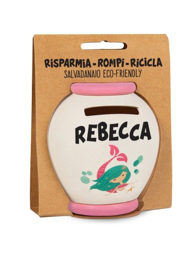 SALVADANAIO PERSONALIZZATO IN BAMBOO - REBECCA