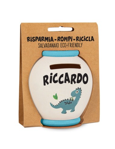 SALVADANAIO PERSONALIZZATO IN BAMBOO - RICCARDO