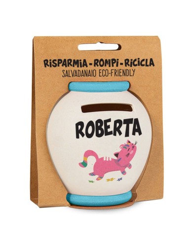 SALVADANAIO PERSONALIZZATO IN BAMBOO - ROBERTA