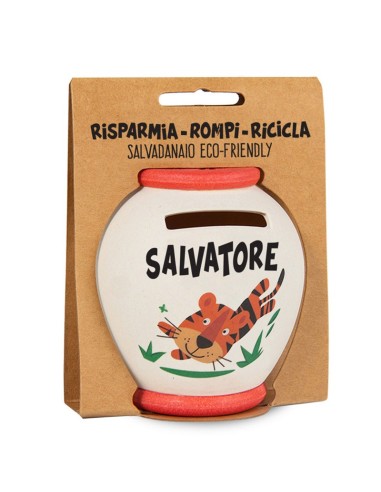 SALVADANAIO PERSONALIZZATO IN BAMBOO - SALVATORE