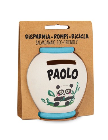 SALVADANAIO PERSONALIZZATO IN BAMBOO - PAOLO