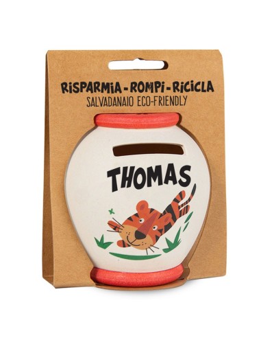 SALVADANAIO PERSONALIZZATO IN BAMBOO - THOMAS