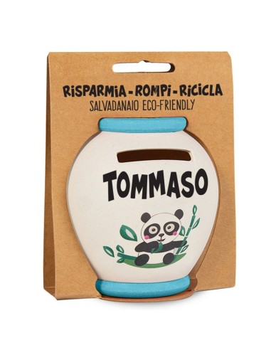 SALVADANAIO PERSONALIZZATO IN BAMBOO - TOMMASO