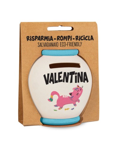 SALVADANAIO PERSONALIZZATO IN BAMBOO - VALENTINA