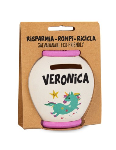 SALVADANAIO PERSONALIZZATO IN BAMBOO - VERONICA