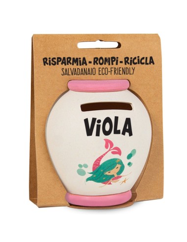 SALVADANAIO PERSONALIZZATO IN BAMBOO - VIOLA