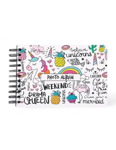 PHOTO ALBUM ITOTAL UNICORNI CON ADESIVI COLORATI 215x150mm 30 PG.