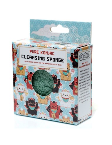 SPUGNA VISO IN KONJAC CON TE VERDE PER PELLI SENSIBILI - MANEKI NEKO