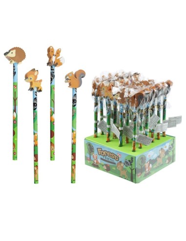 MATITA CON GOMMA ANIMALI DELLA FORESTA