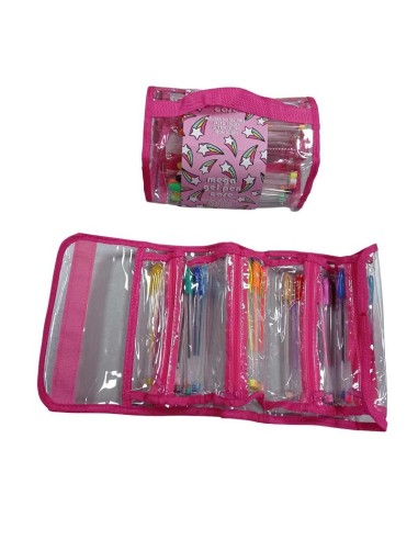 Mega astuccio assortito 40 penne gel pastel e neon