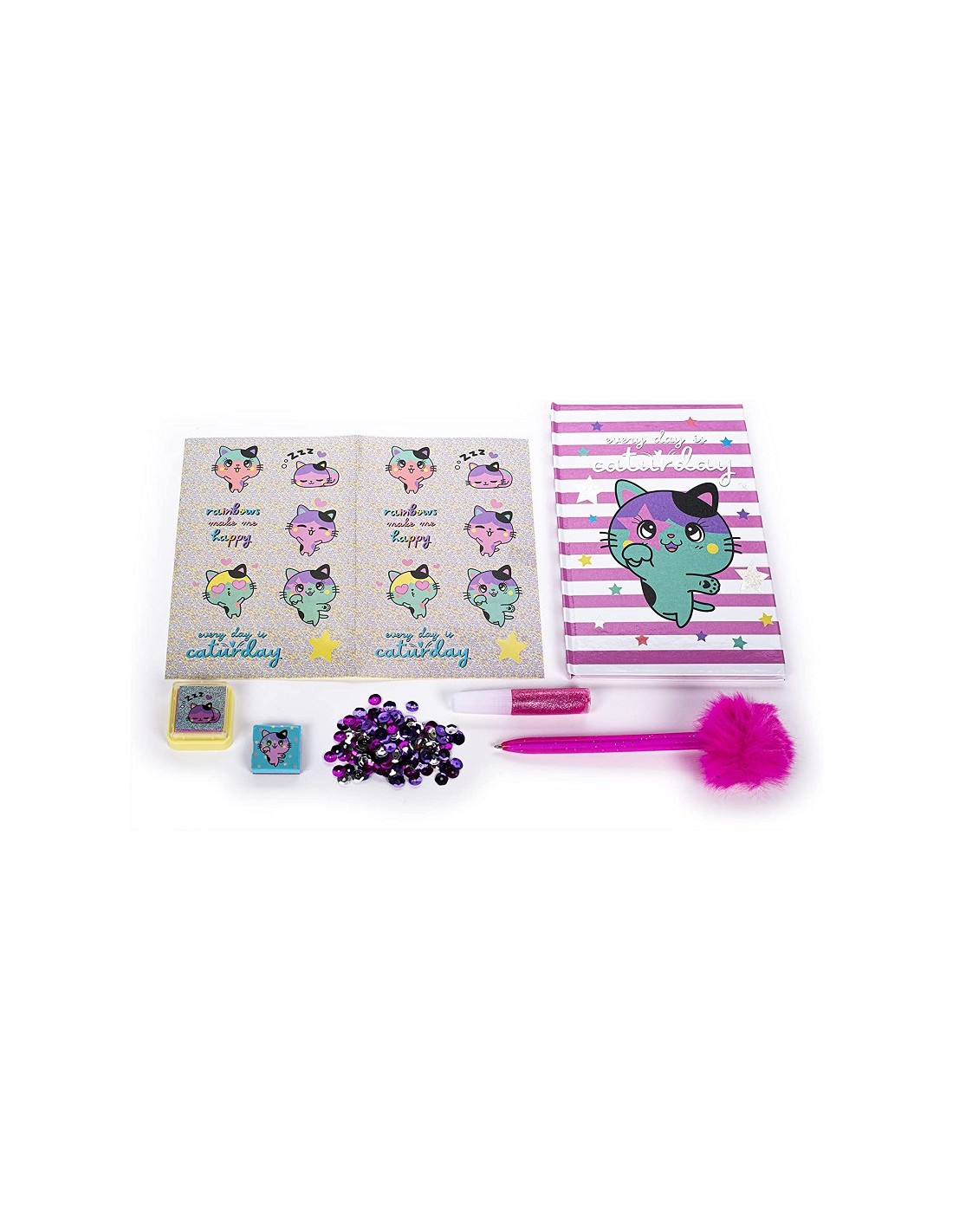 N NUEVAS IDEAS Diario segreto bambina con codice - Set cancelleria - Carino  gattino - Cartoleria Kawaii - Diario segreto ragazza - Molti accessori  (VIOLA) : : Giochi e giocattoli