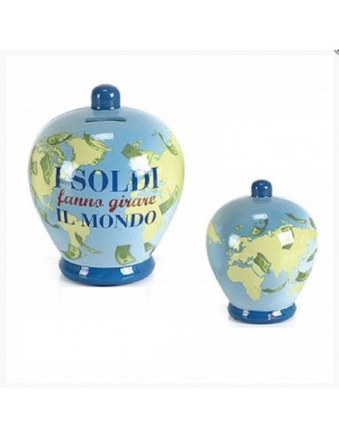SALVADANAIO IN CERAMICA - I SOLDI FANNO GIRARE IL MONDO