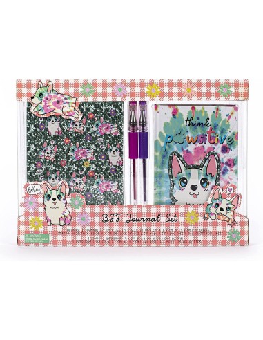 Set Cancelleria 2 Quadernini a Righe 2 Penne Gel Rosa e Viola