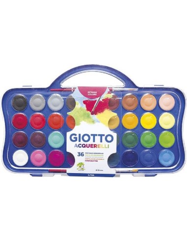 Acquerelli Giotto diametro 30 mm. Scatola 36 colori assortiti