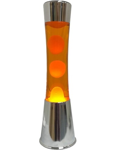 Lampada Lava. Base Cromata Argento. Lampada Ad Effetto Rilassante