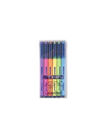 ASTUCCIO 6 EVIDENZIATORI FLUO THIN LIGHT