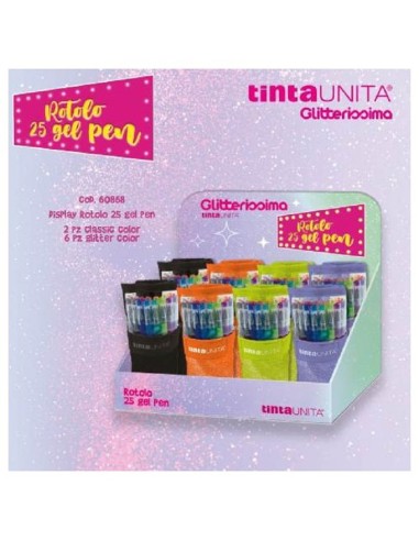 ROTOLO 25 PEN GEL GLITERISSIMA TINTA UNITA