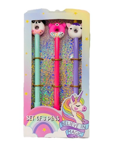 SET 3 PENNE CON TOPPER UNICORN