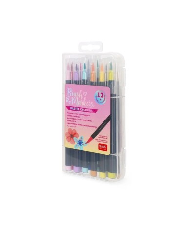 BRUSH PEN PASTEL LEGAMI SET 12 PENNARELLI PUNTA PENNELLO