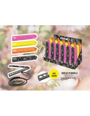 RIGHELLO CON STENCIL TINTA UNITA FLUO