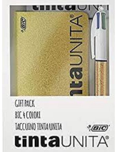 TACCUINO TINTA UNITA E PENNA BIC 4 COLORI