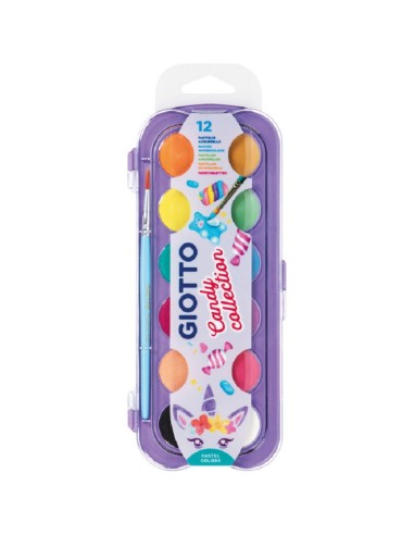 ACQUERELLI GIOTTO CANDY COLLECTION SET DA 12 CON PENNELLO