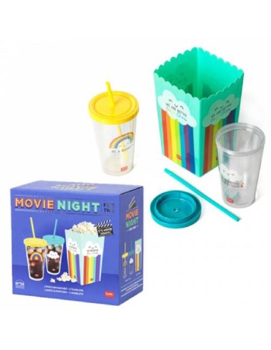 Set PopCorn e Bicchieri Legami Movie Night For Two Rainbow