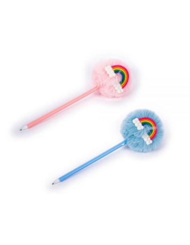 PENNA CON POMPOM CON ARCOBALENO BLU