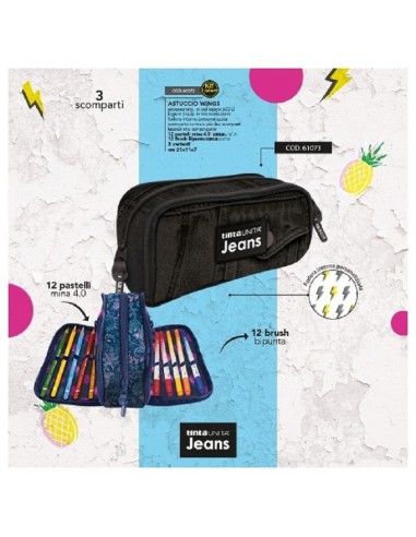 ASTUCCIO WINGS TINTA UNITA JEANS NERO