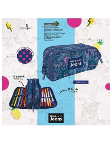 ASTUCCIO WINGS TINTA UNITA JEANS FLOWER