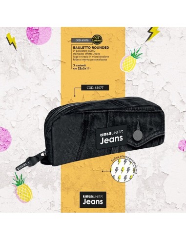 ASTUCCIO BAULETTO ROUNDED TINTA UNITA JEANS NERO