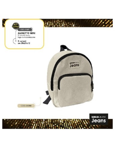 MINI ZAINO TINTA UNITA JEANS LAMETTA CHAMPAGNE