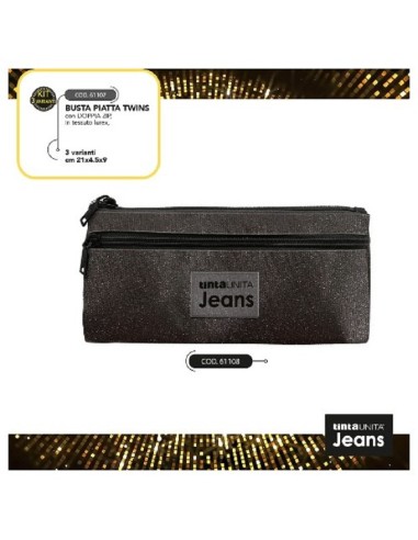 ASTUCCIO BUSTA PIATTA TINTA UNITA JEANS LAMINATO NERO