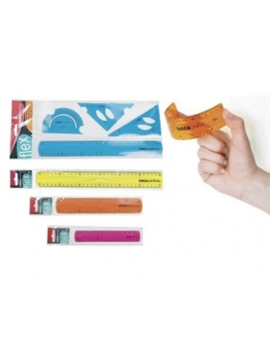SET GIALLO RIGHELLO SQUADRETTE E GONIOMETRO FLEX TINTAUNITA