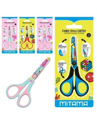 FORBICI JUNIOR 13 CM MITAMA - PRESA IN GOMMA - FANTASIE ASSORTITE