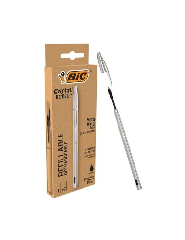 PENNA BIC CRISTAL RENEW NERA + 2 RICARICHE