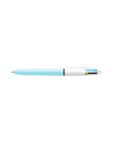 PENNA BIC 4 COLORI PASTELLO IMPUGNATURA AZZURRA