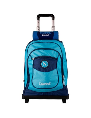 SSC NAPOLI ZAINO TROLLEY ESTENSIBILE AZZURRO