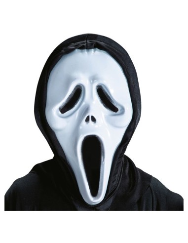 MASCHERA FANTASMA IN PLASTICA CON CAPPUCCIO