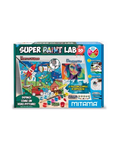 SUPER PAINT LAB KIT 16 COL. ACRILICI CON PENNELLO - 2 TELE